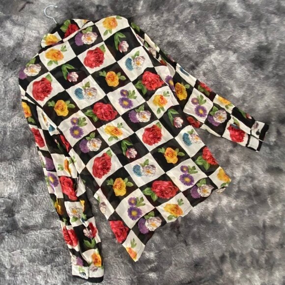 VTG Take Two Floral Checkerboard Button Up - Picture 8 of 12